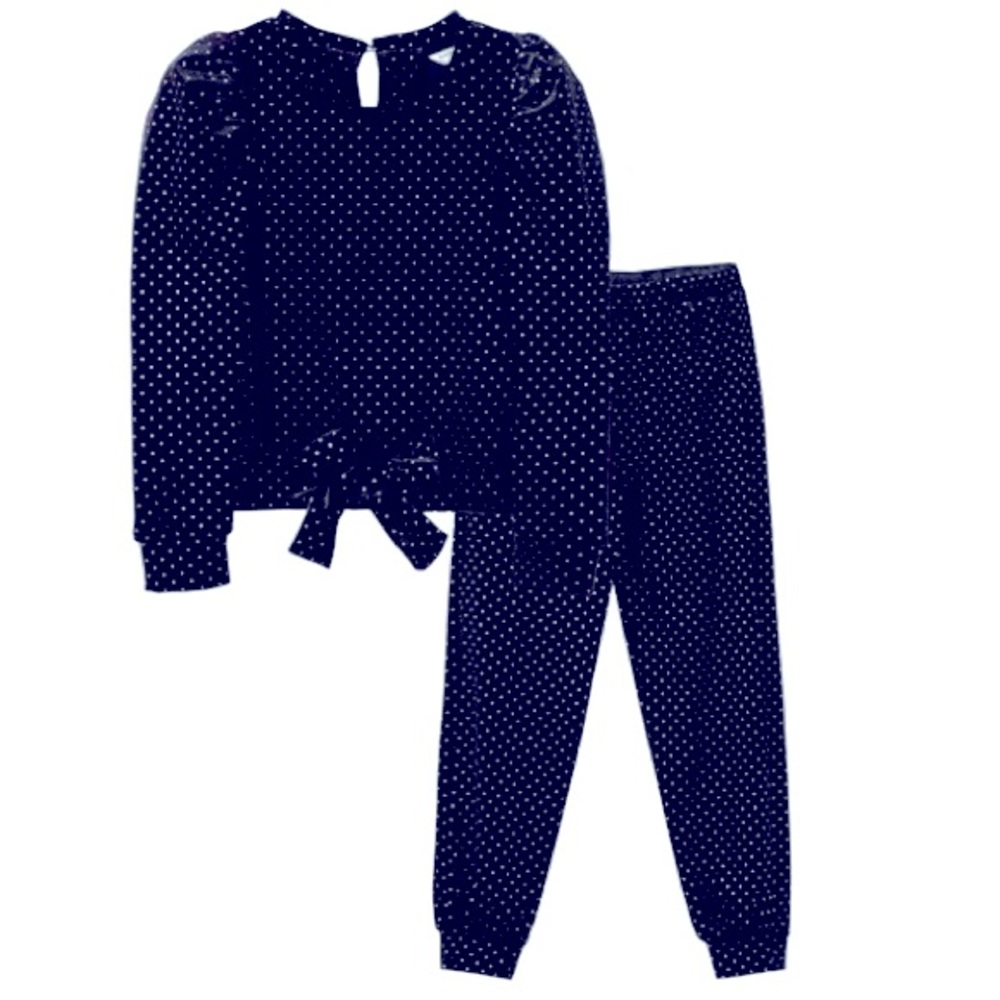 Habitual Kids Justine Glitter Dot Velour Top And Pant Set, Size 5/6